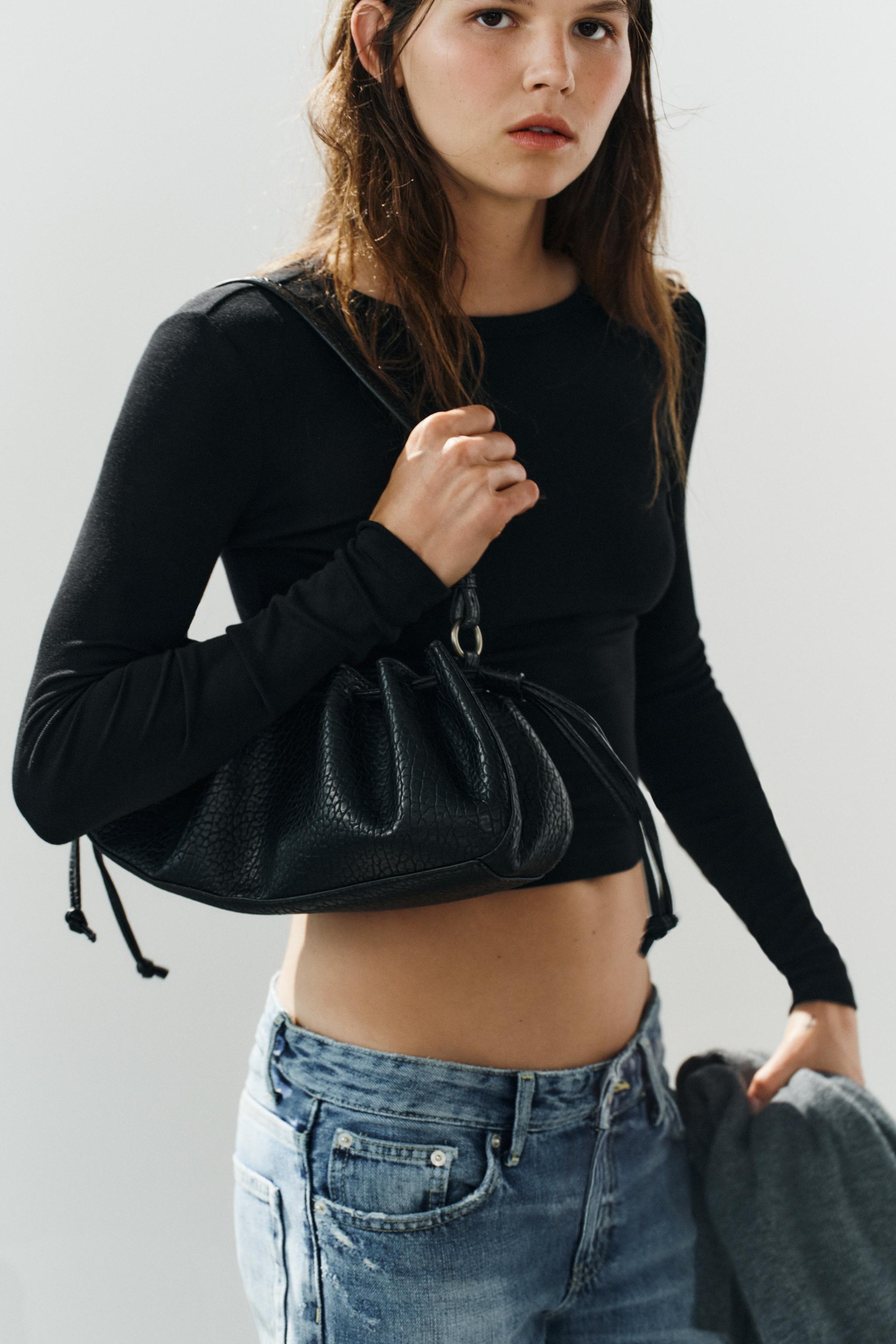 RUCHED ELONGATED SHOULDER BAG